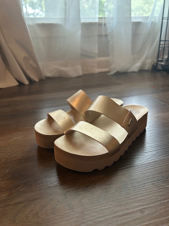 Reef Shoes - Reef Platform Slide Sandals Champagne Gold 9